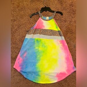 NWOT - 7th Ray tie-dye and leopard print halter style  tank top
